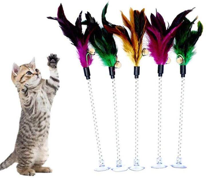 Cat Suction Spring Teaser Wand Toy With Feather And Bell | Lazada PH