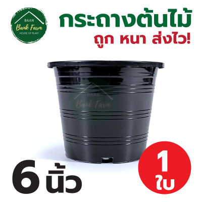 กระถาง6นิ้ว สีดำ (1ใบ) กระถางราคาถูก กระถางพลาสติก กระถางต้นไม้ l บ้านแบงค์ฟาร์ม