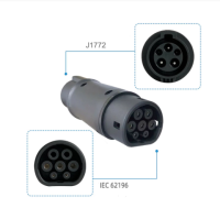 ประเภท1ถึงประเภท2 EV ไฟฟ้าอะแดปเตอร์ชาร์จไฟ32A 7.2KW เครื่องโกนหนวดเดี่ยว J1772 IEC 62196ปลั๊กซ็อกเก็ต EV ขั้วต่อการชาร์จ