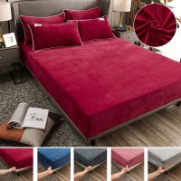 WASART Winter warm coral fleece fitted sheet elastic mattress cover bed linens bedspread 2 people couple luxury double bed sheet