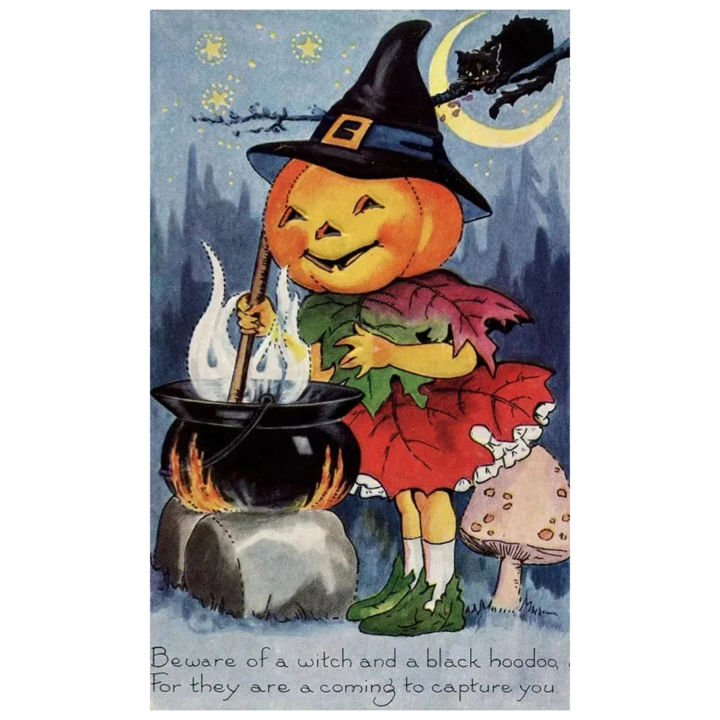 vintage-halloween-theme-postcard-adorable-exquisite-craftsmanship-postcard-gifts-for-family-friends-neighbors