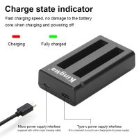 IRCTBV กล้องบอกสถานะ LED เครื่องชาร์จแบตเตอรี่สายรัดหน้าอกสำหรับติดตั้งกล้องกีฬาแท่นชาร์จสองหัวพอร์ต Micro/Type-C สำหรับชาร์จแบตเตอรี่ Insta360หนึ่ง X3