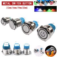 【LZ】♤  12/16/19/22mm Waterproof Metal Push Button Switch LED Light Momentary Latching Car Engine Power Switch 5V 12V 24V 220V Red Blue