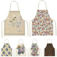 Chinese Style Floral Print Sleeveless Apron ChildrenS Cleaning Family Men And Women Kitchen Accessories Waist Bib Anti-Fouling