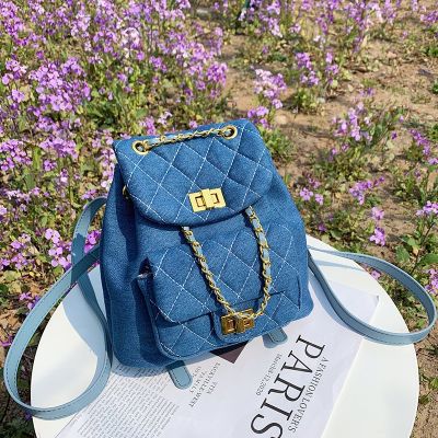 Small sweet contracted wind ling canvas cowboy backpack new summer 2022 portable chain bag fashion one shoulder bag