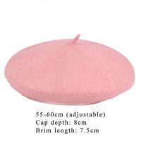 1Pcs Elastic Candy Color Wool Peaked Cap Women Caps Beret Hat European Style Adjustable Nice Gift