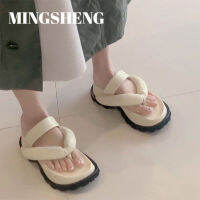 MINGSHENG รองเท้าแตะผู้หญิง New Outerwear Flip-Flops Flat Slipper Muffin Platform Beach Shoes