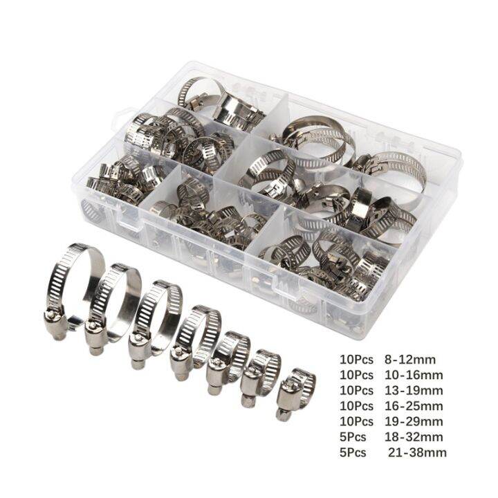 60PCS/Set Stainless Steel Hoop Clamp Hose Clamp 8mm38mm Automotive