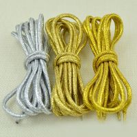 1 Pair Fashion Gold Silver Silk Glitter Reflective Shoelaces For Sneakers Casual Round Pearl White Colored Shoe Strings Cordones