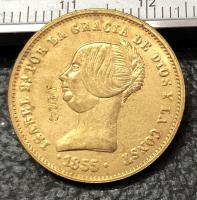 1855เหรียญสเปน100 Reales-Isabel Ii Gold Copy Coin