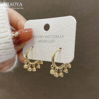 MIAOYA Fashion Jewelry Shop INS ต่างหูห่วงเพทายอินเทรนด์สำหรับผู้หญิง ต่างหูทองแดงเงา อุปกรณ์ออกแบบพู่