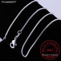 ✖☒ 40cm-60cm Thin Real 925 Sterling Silver Slim Box Chain Necklace Women Girls Children 16-24inch Jewelry kolye collares collier