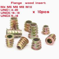 ◈ 10-50pcs M4 M5 M6 M8 M10 1/4 5/16 3/8 Zinc Alloy Flange wood Insert Nut Hex Drive Head Furniture Nuts length 8mm to 25mm