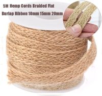 【YD】 5M Hemp Cords Braided Flat Burlap 10mm 15mm 20mm Jute Rope Twine Webbing Wedding Decoration Crafts