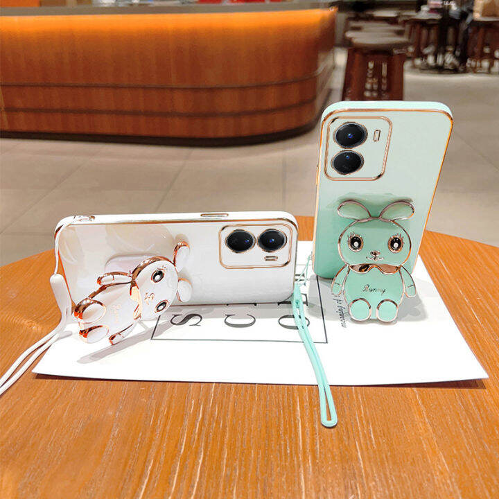 ybdเคสกระต่ายน่ารักสำหรับ-vivo-v27-s16e-s16-s16-pro-v27-pro-ที่ยึดการ์ตูนแบบสามมิติเคสซิลิโคนแบบนิ่มฟรีสายคล้อง