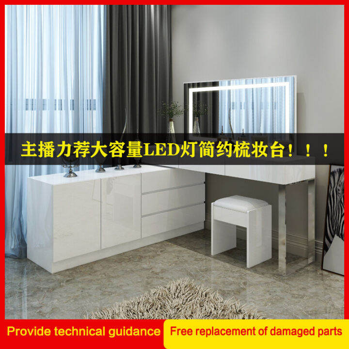 Makeup Vanity Set with Large Mirror, Vanity Desk with 4 Drawers and Chair, Dressing Table Set