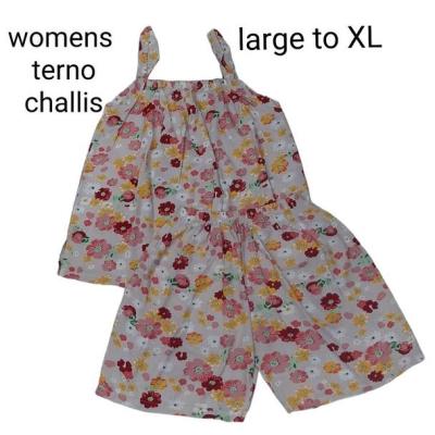 Terno ชุดนอนสตรี Pambahay สำหรับผู้หญิงชุดนอนสตรีสปาเก็ตตี้เสื้อและกางเกงขาสั้นเทอร์โน Challis Pambahay ขนาดใหญ่เป็น Xl (ชุดที่1)