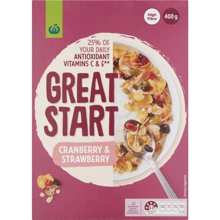 Woolworths Great Start Antioxidant Fruity Cranberry & Strawberry Cereal