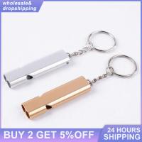 1pc Portable  Outdoor Whistle Aluminum Alloy  Dual Tube High Frequency Twin-tube Camping Survival  Key Chain Whistle Tools Survival kits