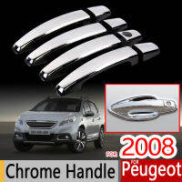 【Cw】Chrome Door Handle Cover Trim Set for Peugeot 2008 2013-2019 Accessories Stickers 2013 2014 2015 2016 2017 2018. 2019 Car Stylinghot