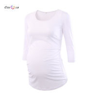 Maternity Tops Mama Pregnant Clothes Round Neck 34 Sleeve Side Ruched Maternity Clothes Pregnancy Tunic Classic Tops T Shirts