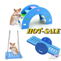 YLANT Hamster Toys Wooden Rainbow Bridge Seesaw Swing Toys Small Animal Activity Climb Toy DIY Hamster Cage Accessories