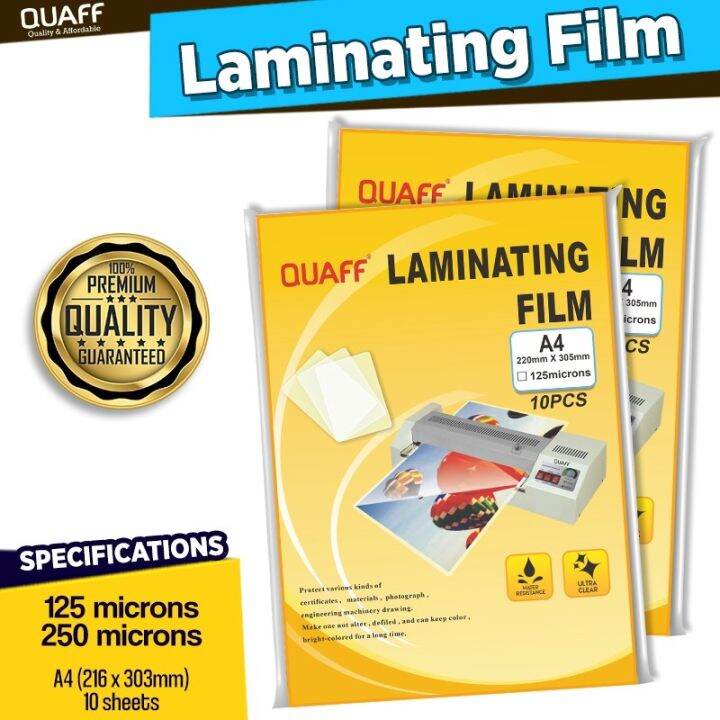 (Promo) Quaff Laminating Film A4 Size 125 Microns 250 Microns (10Pcs