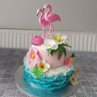 Tropic Flamingo Cake Topper Decoration Cute Flamingo Party Kids Birthday Decor Gifts Hawaii Hawaiian Wedding Party Decoration