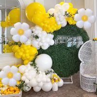 Lennie1 Daisy Balloon Arch Garland Foil Kit Yellow Pink Latex Balloons Wedding Kids Girls Birthday Party Decoration Baby Shower