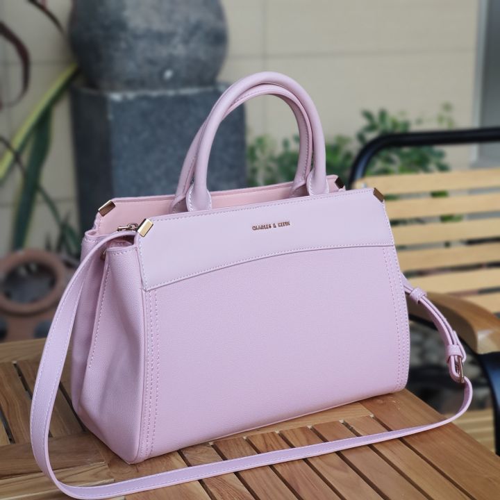 Polyurethane Plain Ladies Pink Sling Bag, For Office