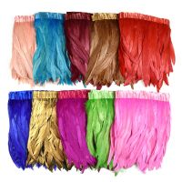 2Meter Colorful Rooster Tail Feather Trim on Tape Pheasant Feathers for Crafts Trimmings Sewing Decoration