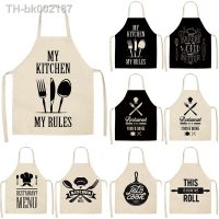 ↂ✁๑ 1pcs Letter Alphabet Kitchen Aprons For Women Cotton Linen Bibs Household Cleaning Pinafore Home Cooking Apron 53x65cm WQL0001