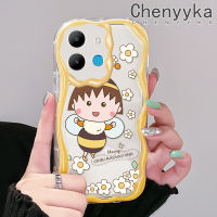 เคส Chenyyka สำหรับ Infinix Smart 6 HD Smart 6 Plus Smart 6 Plus Smart 7เคสการ์ตูน Bee Chibi Maruko-Chan ดีไซน์ใหม่เนื้อครีมลายคลื่นขอบนุ่มเคสมือถือกันกระแทกแบบใสโปร่งใสลายกล้องถ่ายรูปเรียบง่ายฝาครอบป้องกันอ่อนโยน