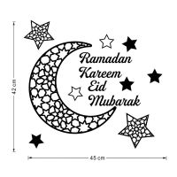 Ramadan Kareem Stickers Decorations Wall Eid Mubarak for Home Decor Sign Bedroom Front Room Crescent Crystals Art