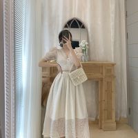 White Sweet Dress Gentle Design Lace Tea Break Early Spring Chic Dress
