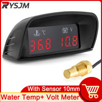 12V 24V Universal Digital Water Temperature Gauge โวลต์มิเตอร์สำหรับรถยนต์18NPT องศาเซลเซียสอุณหภูมิน้ำ Sensor Head Plug 10MM