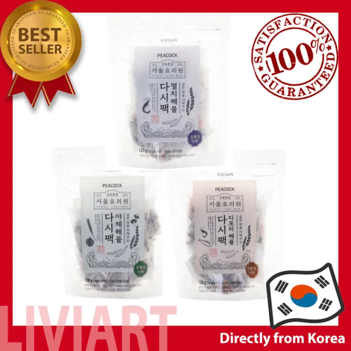 [Peacock] Seoul Yoriwon Dashi Pack Series Dried Mix Vegetable, Anchovy, Pilchard with Seafood