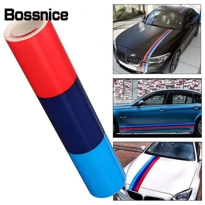 Bossnice 1m Car Sticker M Color Stripes Rally Side Hood Racing