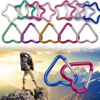 3pcs Heart-shaped Aluminum Chain Clip Outdoor Camping Keyring Bottle Hanging Buckle Climbing