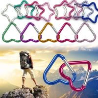 3pcs Heart shaped Aluminum Carabiner Key Chain Clip Outdoor Camping Keyring Hook Water Bottle Hanging Buckle Travel Kit Climbing