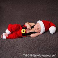 △ rfefefewfeerew Adereços de fotografia infantil fantasias lã vermelha tema do Natal bebê recém-nascido