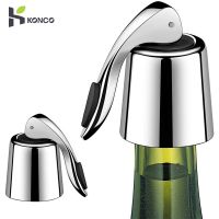 Konco Wine Bottle StopperStainless Steel Wine Bottle Plug with SiliconeReusable Vacuum Sealer Bottle Plug Retain Wine Freshnes