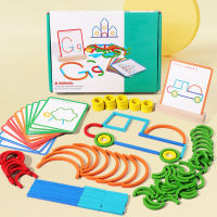 Wodden 2D Puzzle Board ของเล่นที่มีสีสัน Geoboard ของเล่น Sticks Puzzle Board สำหรับเด็ก Early Learning ของเล่นเพื่อการศึกษา