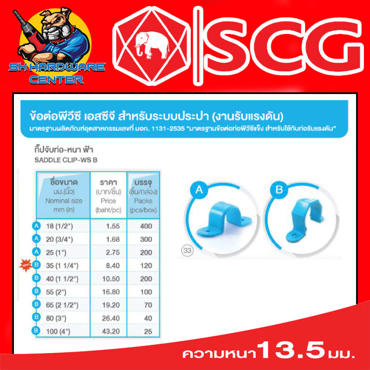 คลิปจับท่อ-หนา-ฟ้า-pvc-มีขนาด-1-2-4นิ้ว-ยี่ห้อ-scg-ขายยกกล่อง