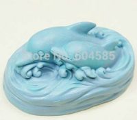 two dolphins play in the water Craft Art Silicone Soap mold Craft Molds DIY Handmade soap molds FM 356 Bread  Cake Cookie Accessories