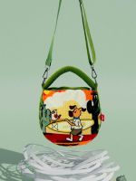 Chin Kezi Illustrator Joint Style Fashion Cartoon Diagonal Shoulder Bag Personalized Trendy Round Cake Bag 【BYUE】