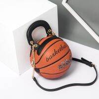 New Arrival Basketball Shape Unique Handbag Unisex Girls Boys Basketball Lover Handbag With Snake Chain Round Ball Shoulder Bag