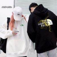 เสื้อมีฮู้ด North Face ของแท้คู่แขนยาว,เสื้อคู่ใส่ได้ทั้งชายและหญิงพิมพ์ลายแผนที่เส้นทางภูเขาเสื้อสวมคอมีฮู๊ดใส่ได้ทุกเพศสำหรับฤดูใบไม้ร่วงและฤดูหนาวเสื้อคอตตอนคุณภาพสูง