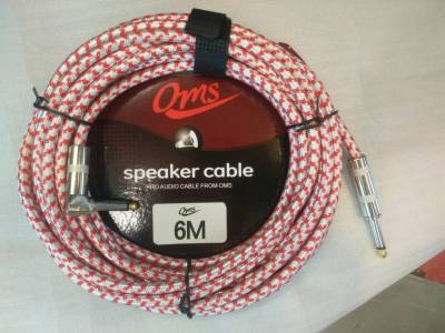 OMS สายแจ็คกีตาร์ แบบไนลอนถัก ยาว3-6 เมตร หัวตรง/ หัวงอ มีฉนวน 2 ชั้น (10FT Braided, Straight / Angle Instrument Cable)