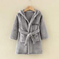 Baywell Autumn Kids Boys Girls Robes Bathrobe Children Flannel Home Service Winter Long Hooded Nightgown